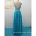 FY034 New Collection Real Sample Crystal Beaded Cut Back Tulle Alibaba Evening Dresses